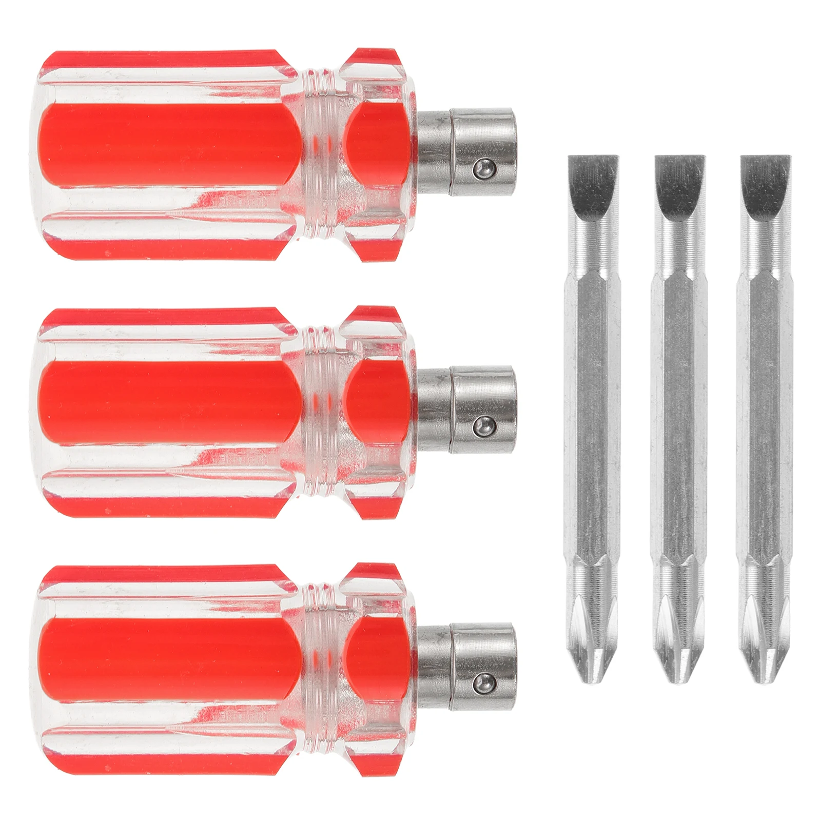 

3Pcs Screwdriver Set Compact Small Short Handle 2-in-1 Cross Head Flathead Portable Mini Screwdrivers for Home Hand Tools Repair