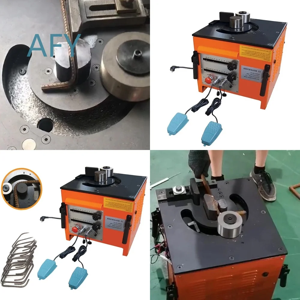 Electric Hydraulic Rebar Bender Cutter with Foot Pedals 1700W 110V for RB-25 Bending Steel Bar 6mm to 25mm in 5-6 Seconds