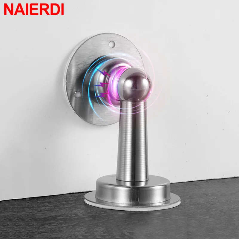 

NAIERDI Magnetic Door Stop 304 Stainless Steel Door Stopper Bathroom Heavy Duty Wall Mount Wind-Proof Door Holder Furniture