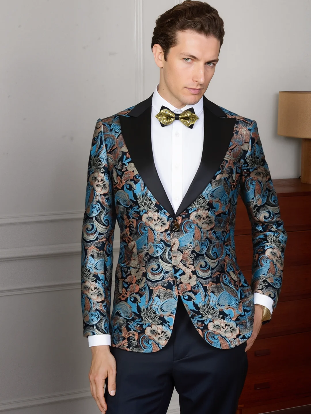 싱글 브레스트 남성 정장 긴 소매 자카드 패션 신랑 턱시도 웨딩 비즈니스 블레이저 Masculino Customized