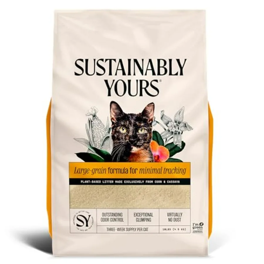 

Natural Cat Litter, Large-Grain Formula, Low Tracking, Exceptional Clumping and Odor Control, Virtually No Dust, Corn and Cassa