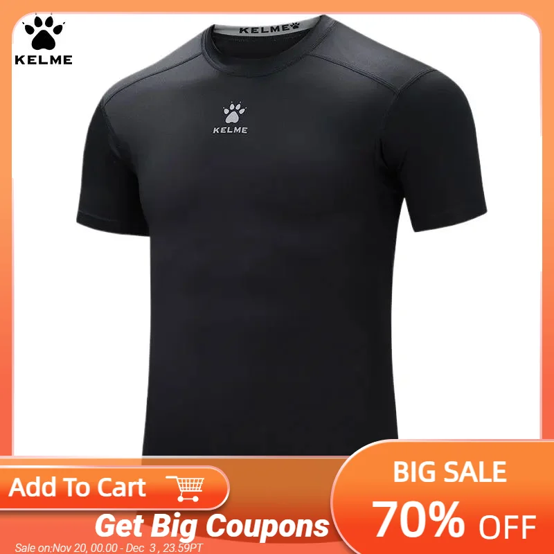 

Kelme Sports T-shirt Men's Summer Short Sleeved Quick Drying Breathable Running Football Elastic Tight Fitness Suit