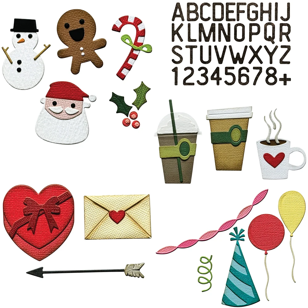 Christmas Minis Fresh Brewed Celebrate Love Notes Letterboard Cutting Dies or DIY Card Making Scrapbooking Crafting Decoration