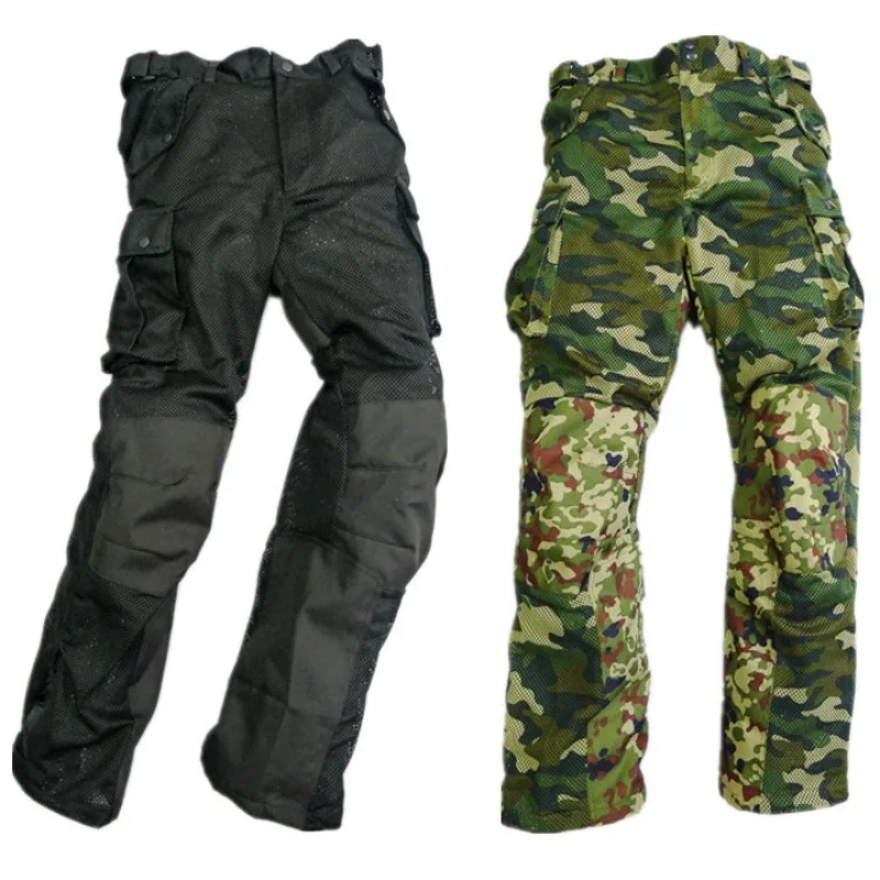 

Summer mesh racing pants men's motorcycle locomotive anti-drop pants equipment camouflage black cool breathable