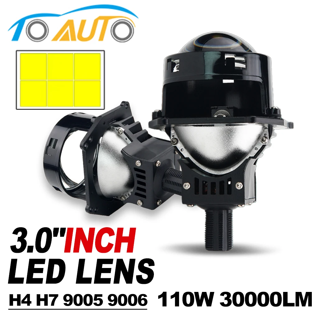 3.0 Inch H4 H7 LED Bi Led Projector Lens Halo Lights HB3 9005 HB4 9006 Car Headlights Hella 3R G5 Angel Eyes Auto Lamp