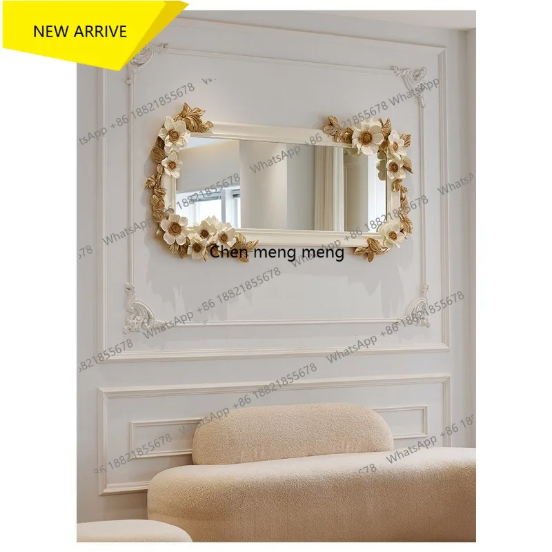 DD182  Full body, home full-length mirror, carved decorative mirror hanging horizontally in the background of the living room