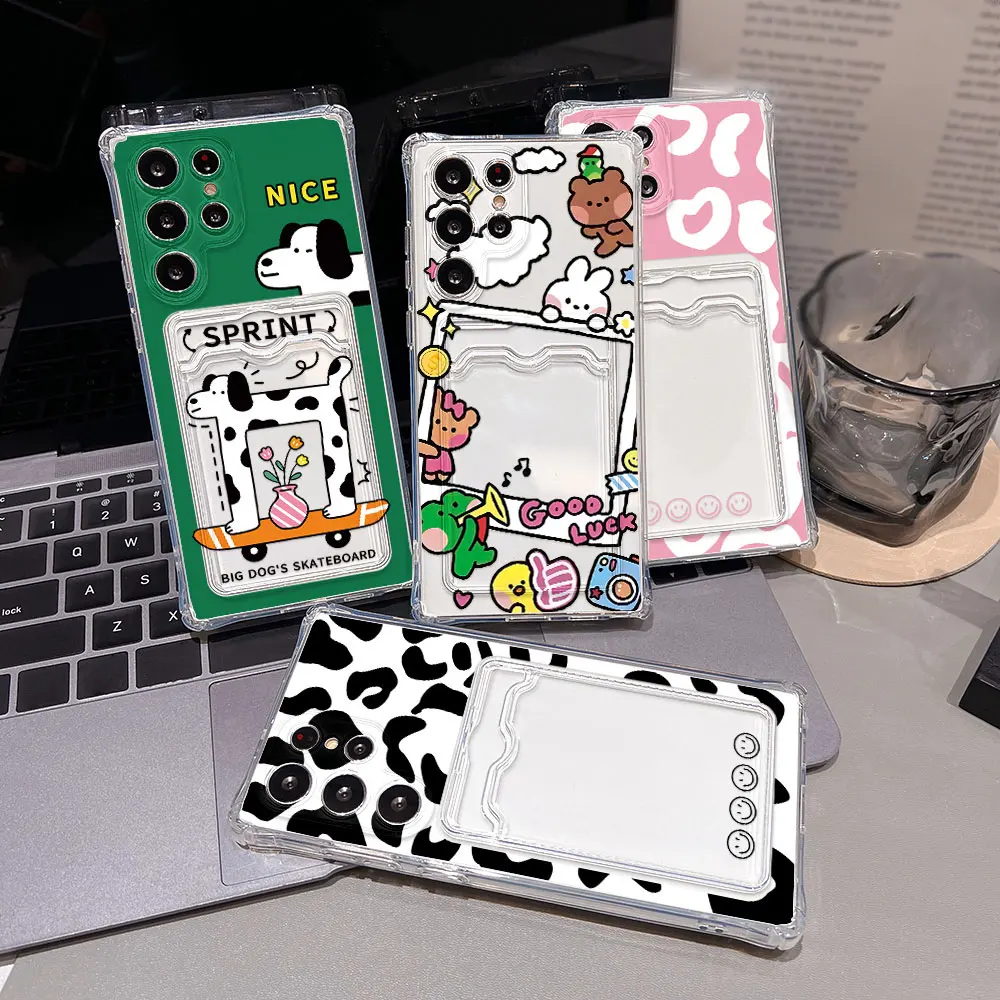 

Чехол-держатель для карт для Samsung A56 5G A17 A16 A15 A55 A54 A36 A35 A53 A52 A26 A25 A22 A14 A13 A07 A06 A05s Мягкий чехол из ТПУ