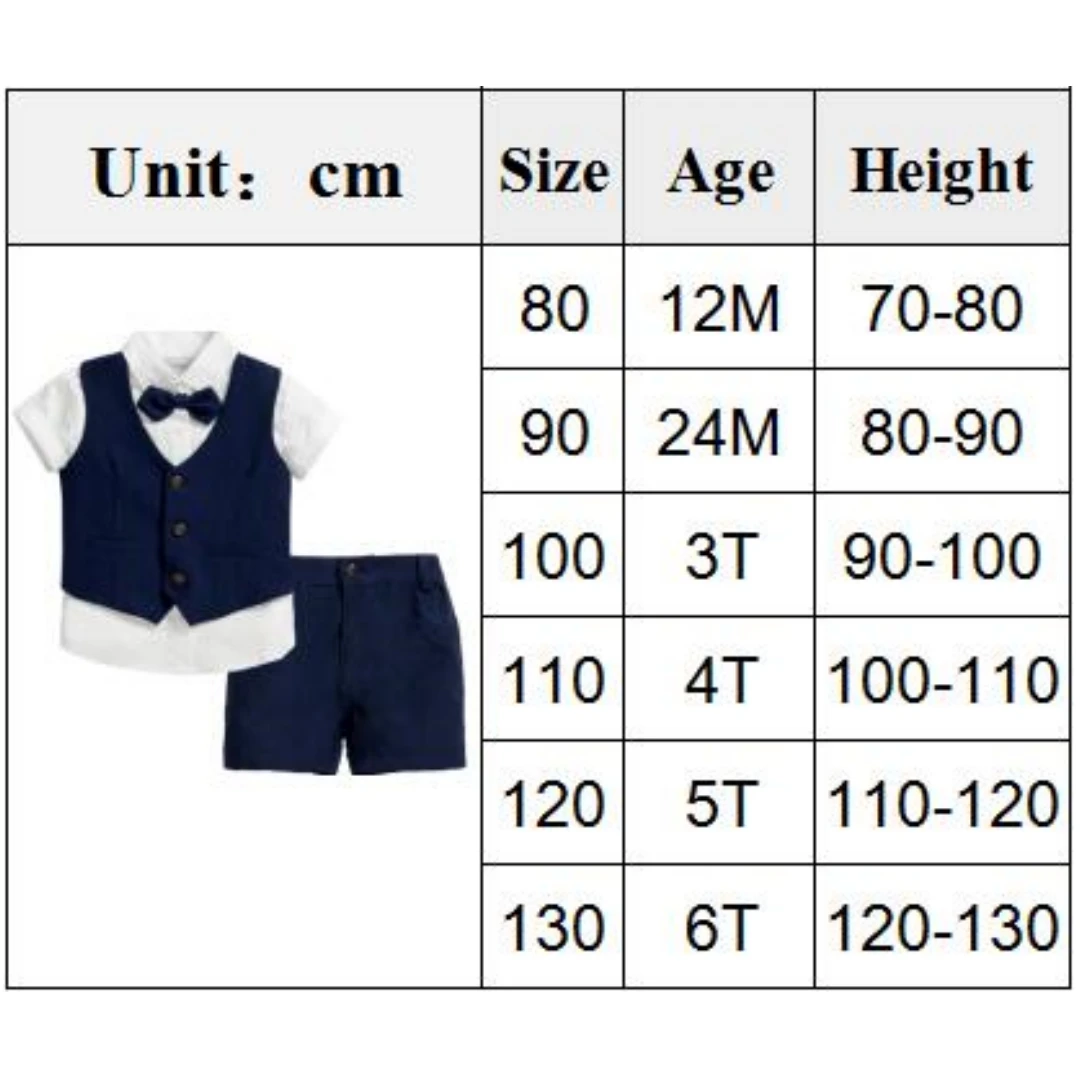 Gentleman Wedding Flower Boys Clothes 1 2 3 4 5 6Y Baby Summer Corsage Vest Formal Cotton Outfit Kids Solid Birthday Costume