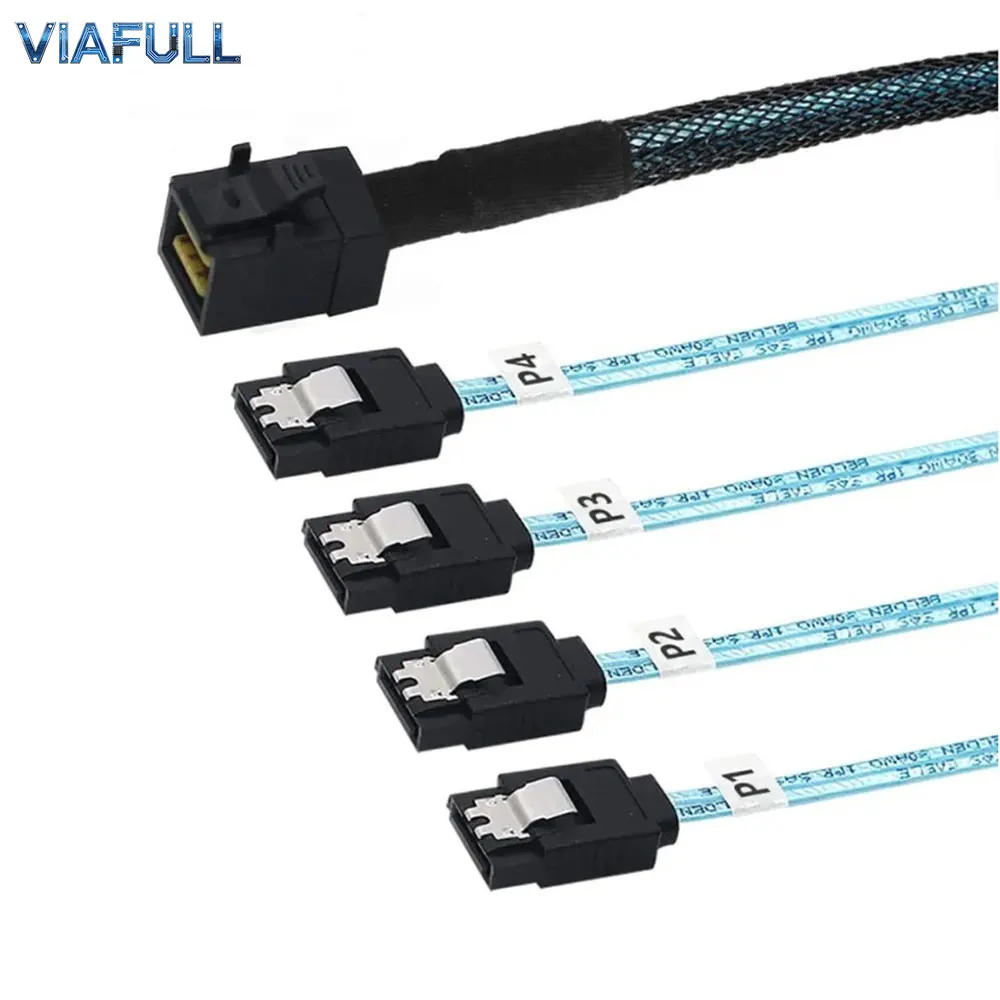 MINI SAS HD 8643 to 4x SATA 7Pin Female Cable – 12Gbps Internal High Speed Server Adapter, 30AWG, Welded Molded, 0.5M/1M