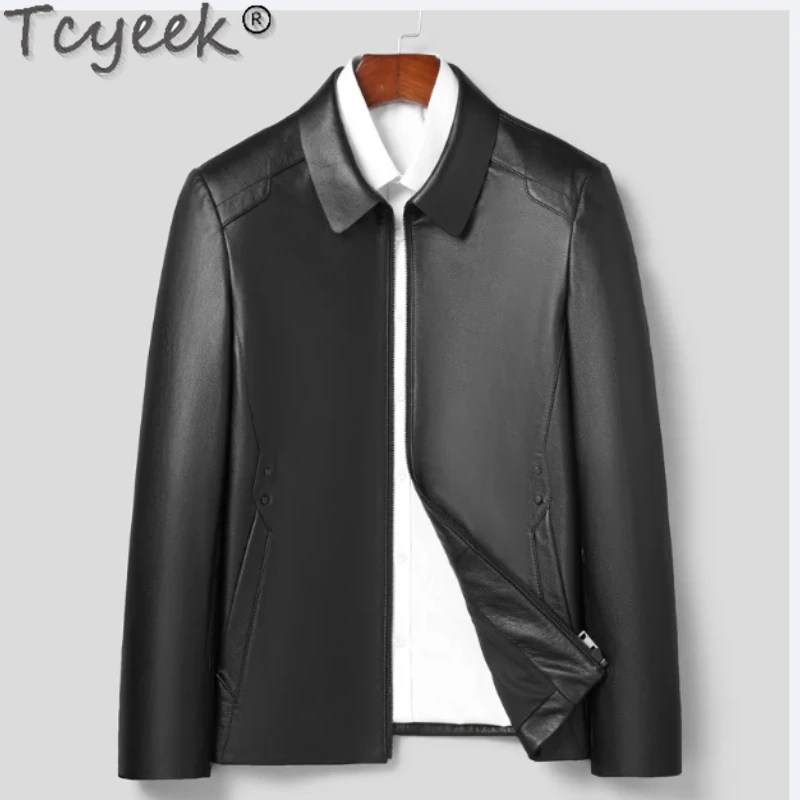 Tcyeek Genuine Leather Jacket Casual Sheepskin Coat for Men Spring Autumn Clothes Men's Motocycle Jacket Chaquetas Hombre 2024