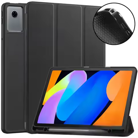 Tablet Protective Cover For Lenovo Idea Tab11 TB336FU Three Fold TPU Pen Slot Soft Shell Case