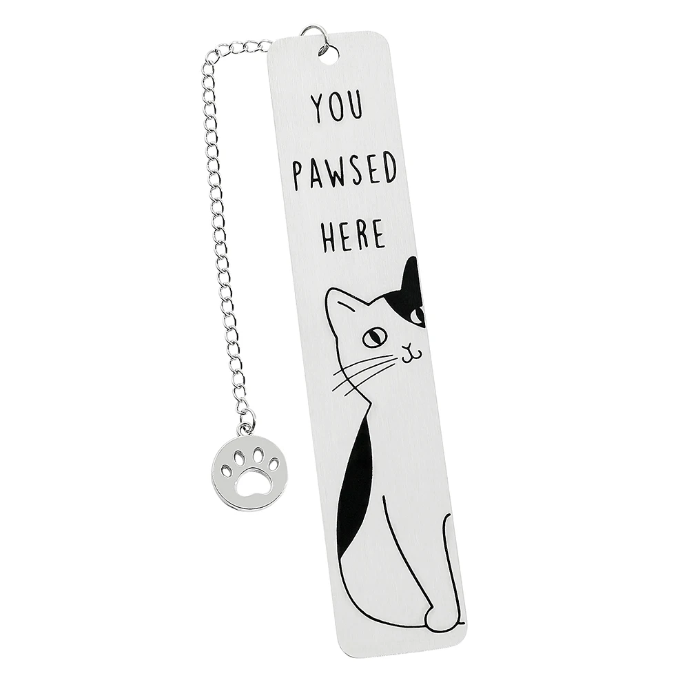1pc kat zwaaiende zegen bladwijzer, kleurrijk roestvrij staal met inspirerende tekst, perfect cadeau voor boek- en kattenliefhebbers