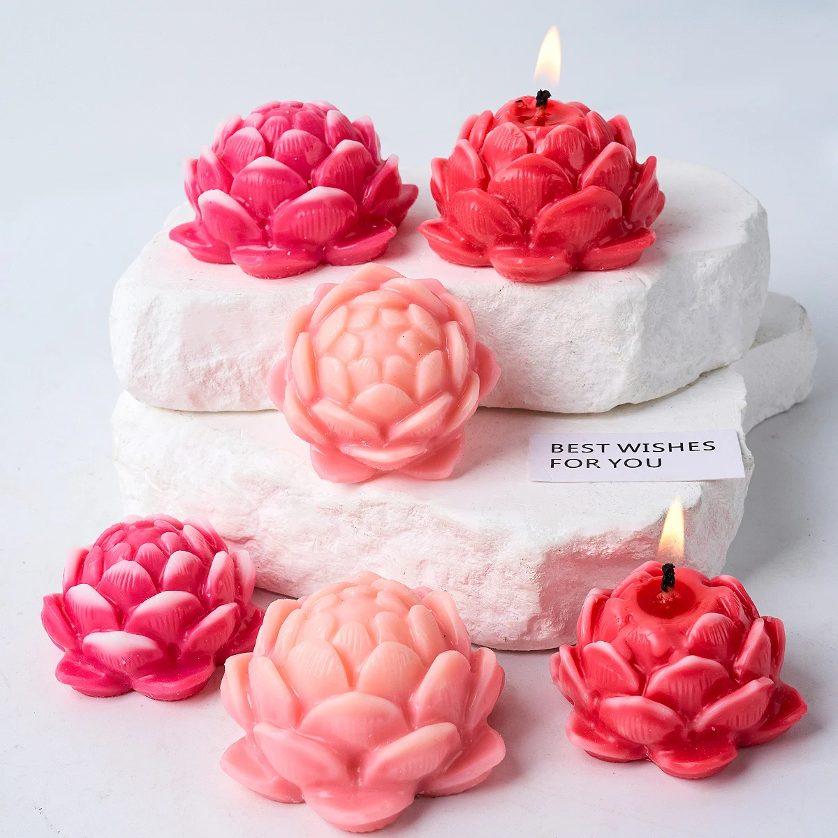 3D Lotus Silicone Candle Mold DIY Flower Aromath Candles Soap Molds Plaster Resin Chocolate Baking Making Home Decor Craft Gifts