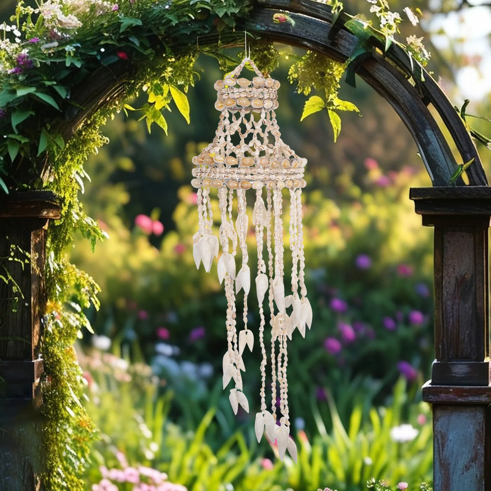 

Conch Shell Wind Chime Elegant Soothing Sounds Unique Decoration Outdoor Indoor Seashell Hanging Coastal Home nament