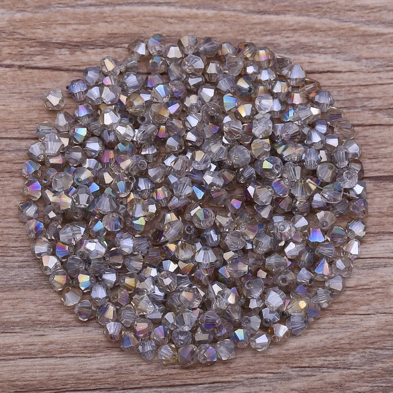 300 Stück exquisite 4 mm Doppelkegel lose Kristallperlen für Schmuckherstellungszubehör 061-080