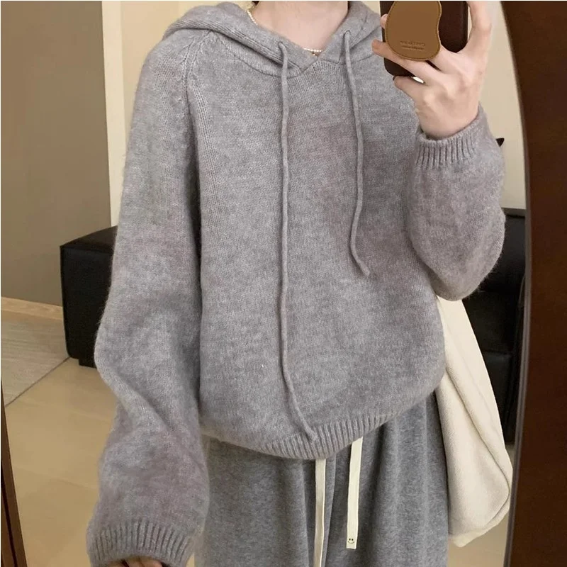 

Korean Style Casual Fashionable Sweater with Drawstring Hooded Loose Fit Autumn Winter Soft Personality Sweatshirt Overhead