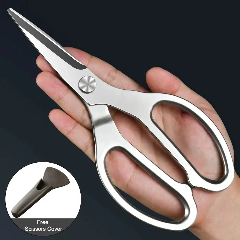 All-Steel Full Tang Kitchen Scissors Heavy Duty Chicken Bone Shears Automatic Rebound Sharp for Meat Fish Vegetable Kitchen Tool