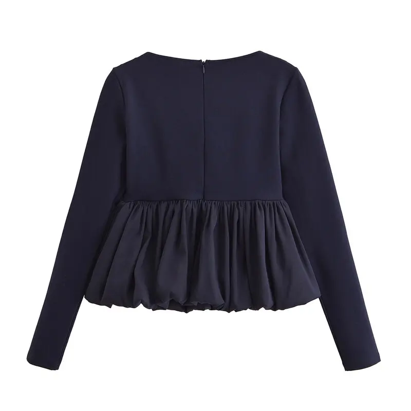 Blusa de Manga Larga con Cuello Bajo y Dobladillo Pado para Mujer, Estilo Casual para el Trabajo, Largo Regular, Material ...