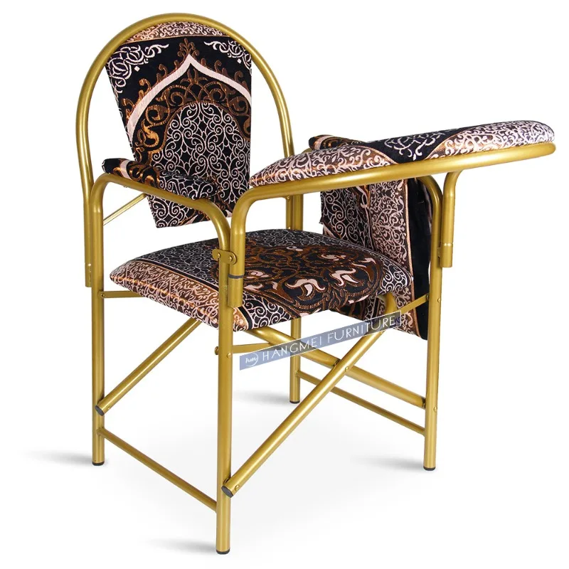 Church Foldable Prayer Chair Metal Armrest Disassembly High Density Sponge Cushion Prayer Chair Iron Chair Arabia
