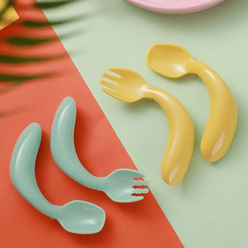 

Набор из 1 предмета: гибкие вилка и ложка для обучения еде, износостойкая небьющаяся посуда для детей, инструменты для кормления
