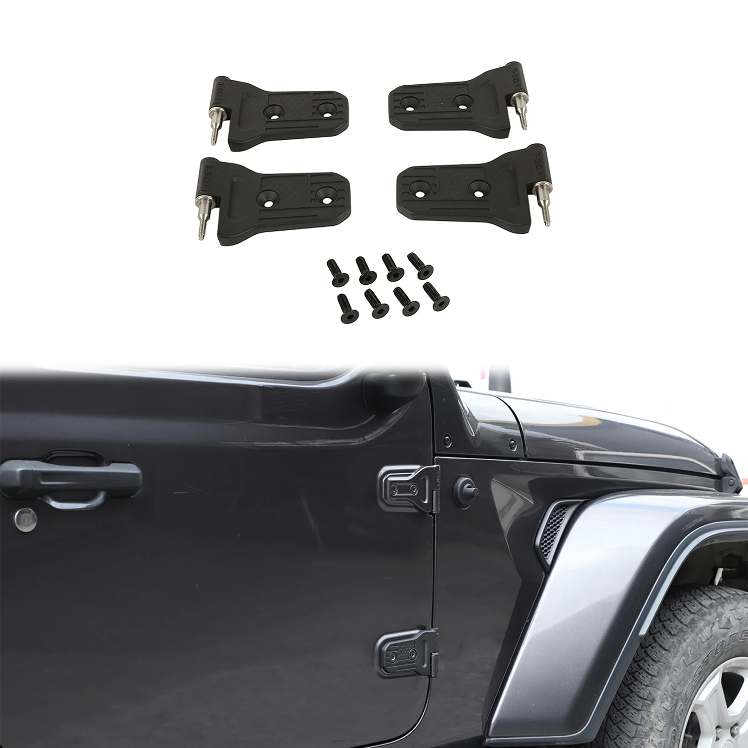 

Door Side Hinges Cover Conversion Kits for Jeep Wrangler JL 2018-2023 4Pcs Aluminum Alloy Car Exterior Accessories Black