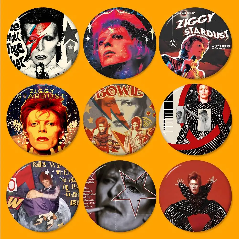 Classic Singer D-David B-Bowie Creative Pins Funny Round Snap-in Brooch Badge Backpack Hat Accessories Jewelry Gifts For Friend