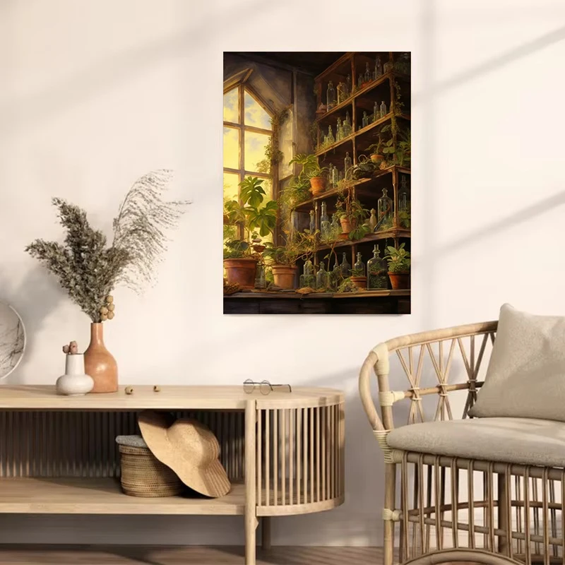 عصر النهضة الدفيئة الفن حديقة النبات الكلاسيكية الرجعية المشارك يطبع قماش لوحات صور فنية للجدران غرفة ديكور المنزل كوادروس