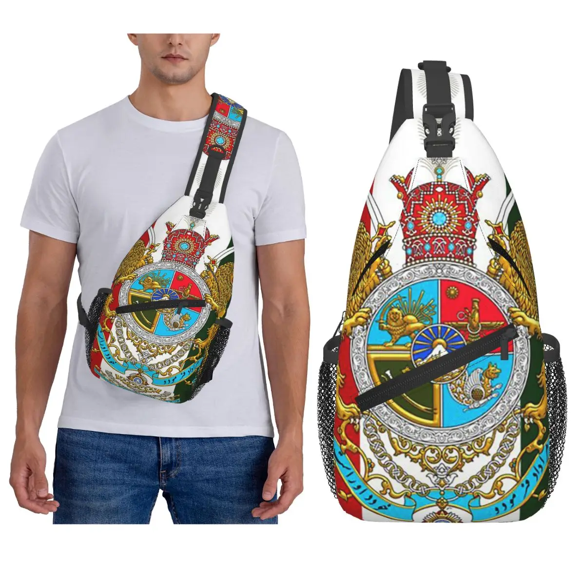 

Императорский герб Ирана, нагрудная сумка с иранским львом, мужской рюкзак через плечо, нагрудная сумка, дорожный рюкзак, сумка на плечо