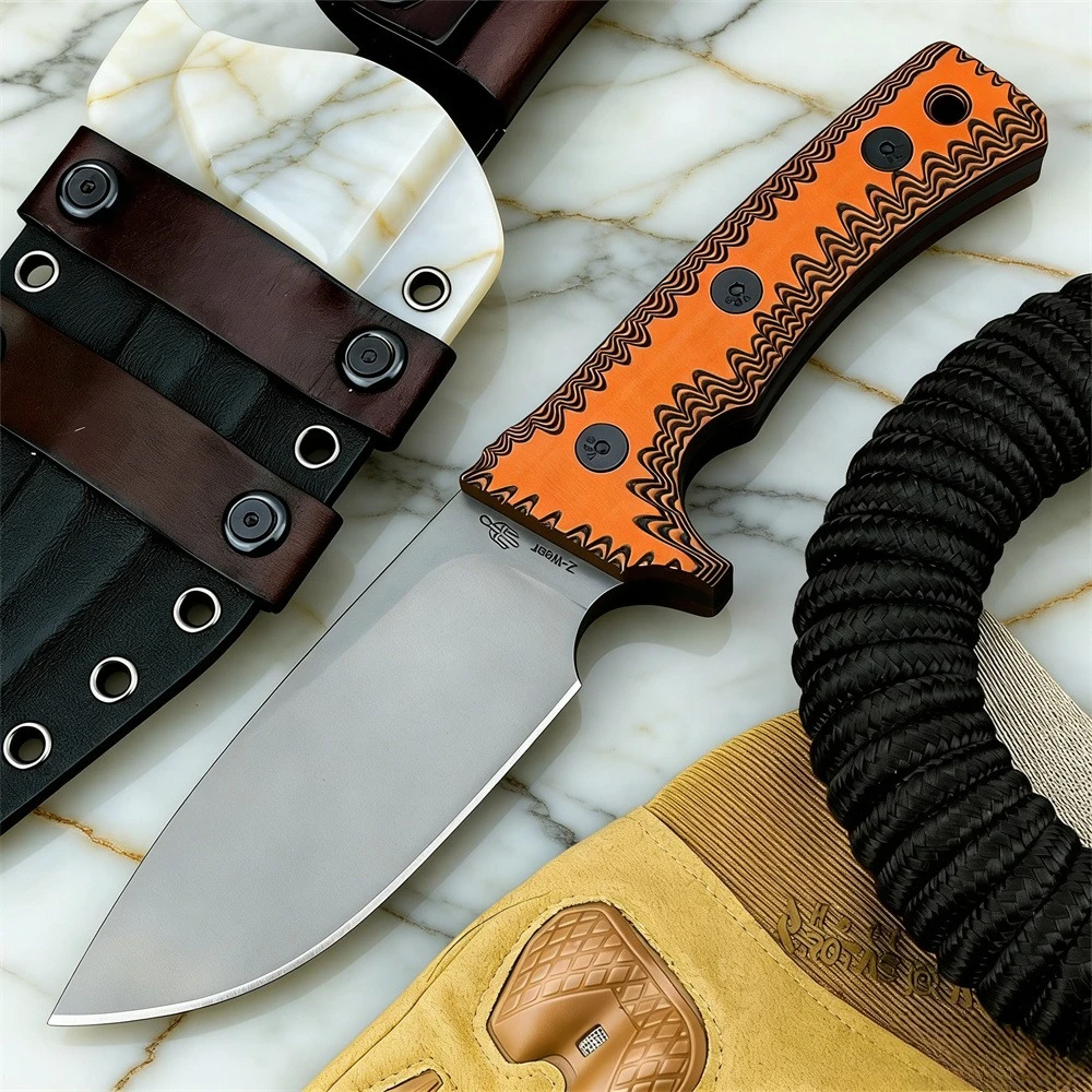 

Everyday Carry Full Tang Fixed Blade Knife 8Cr13Mov Steel G10 Orange Handle Outdoor Camping Multitools Hunting Tools