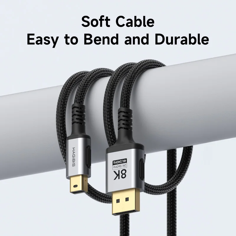Hagibis Mini DisplayPort to DisplayPort 1.4 Cable Bi-Directional Mini DP to DP 8K@60Hz 4K@240Hz Compatible with Thunderbolt 2