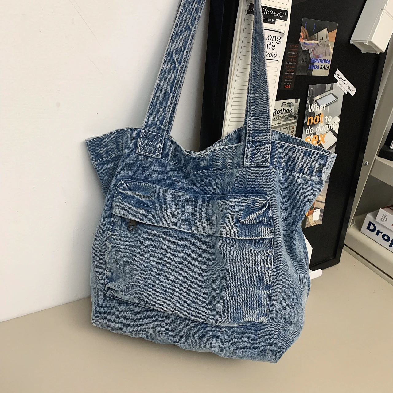 Borse a tracolla in Denim borse in tela lavata da donna borse Casual in tessuto stile pigro borse Shopper grandi in cotone 100% grandi confezioni