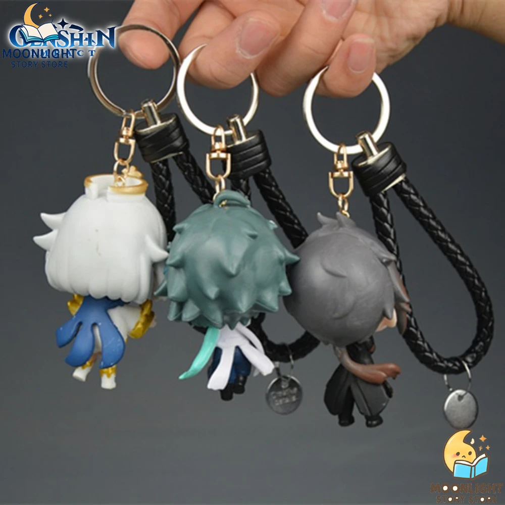 Genshin تأثير أنيمي ميرش المفاتيح بايمون الأثير لومين Zhongli هو تاو Venti مفتاح حقائب الظهر اكسسوارات المعلقات هدية للمروحة #6