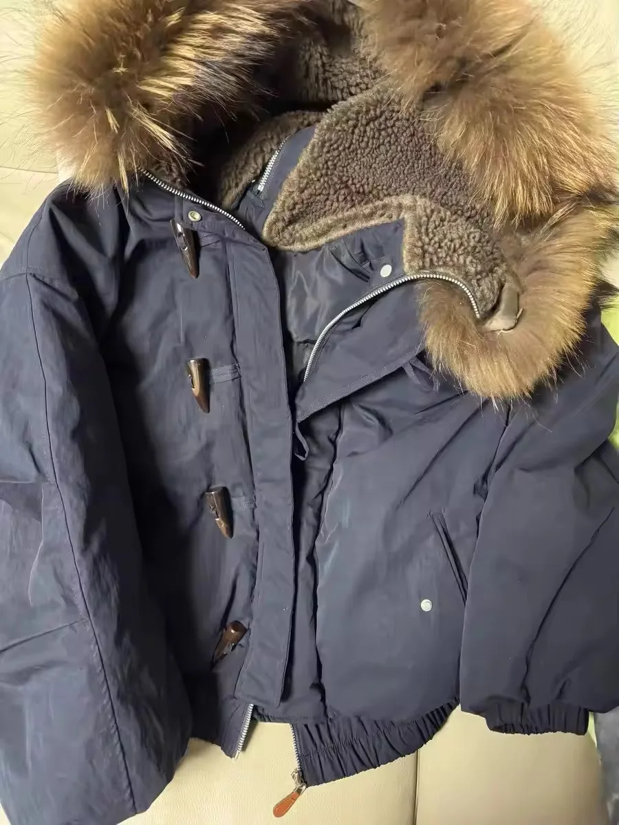 

Y2K Европейская и американская зимняя новая утолщенная теплая пуховая хлопковая куртка для мужчин и женщин, толстовка на молнии, дизайн с роговой пуговицей