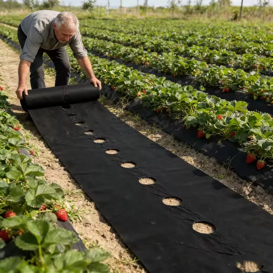 Agricultural Planting Black Biodegradable Mulch Film for Greenhouse Vegetables, High Moisture Retention, Weed Prevention, Plant