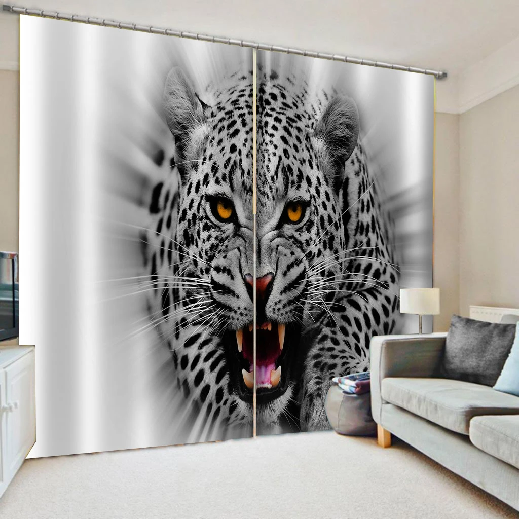 Luxury Blackout 3D Window Curtain For Living Room grey tiger curtains 3D Window Curtains For Living Room Bedroom Customized size