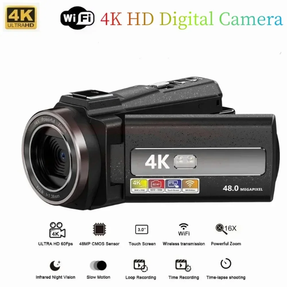 WIFI Digital Cameras 4K Full HD 16MP Camcorder DV Recorder 2000mAh Battery 270 Degree Rotation Screen Anti-Shake Action Camera