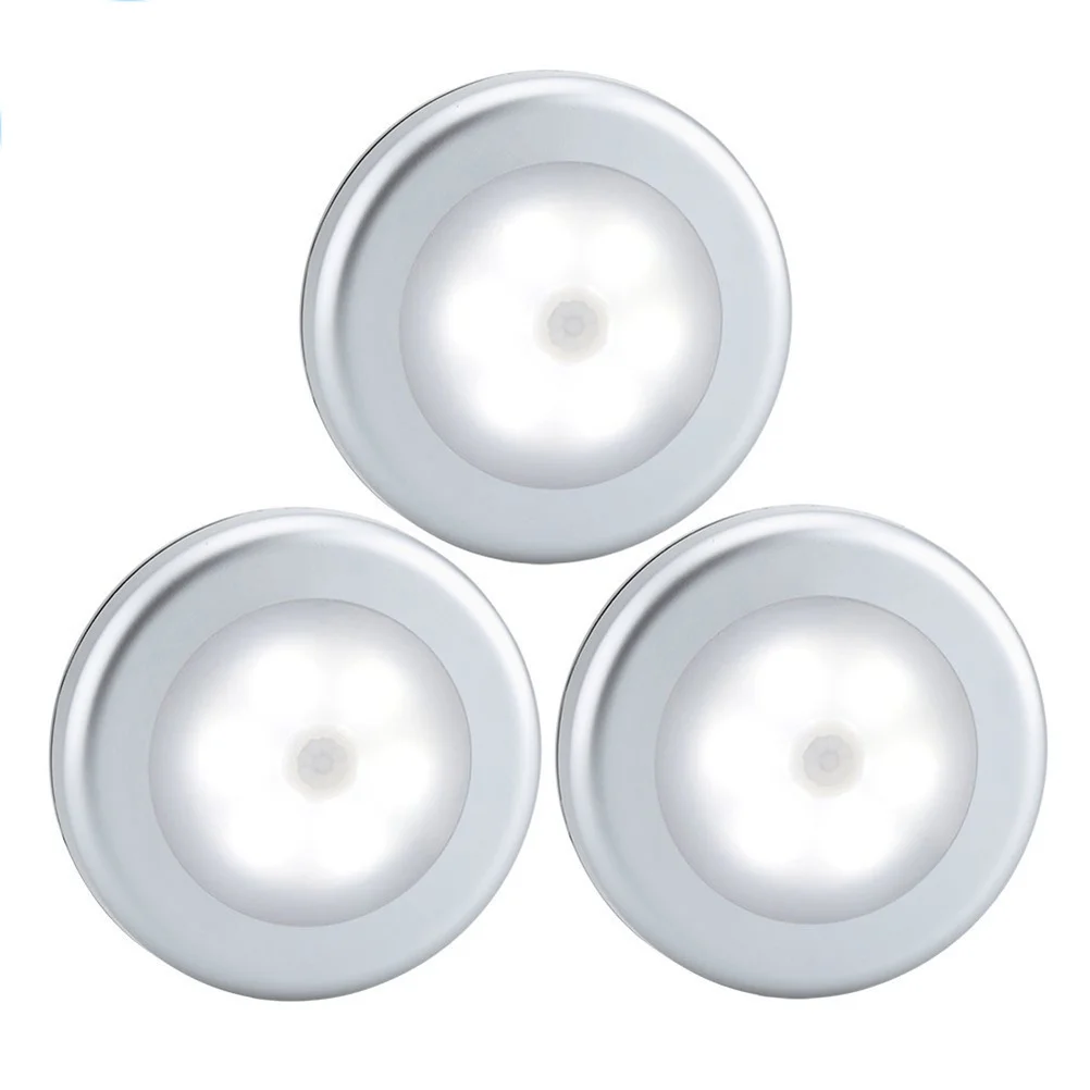 

3pcs Ir Motion Sensor Led Night Light White 270° Sensing Range 2-3M Detection Built-In Magnet 3M Sticker For Wall Closet Bedroom