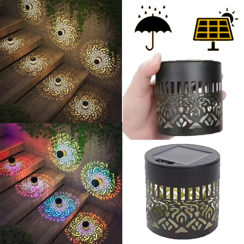 Waterproof Solar Sunflower Wall Light, Mandala Pattern Outdoor Garden Decorative Landscape Lighting for Patio