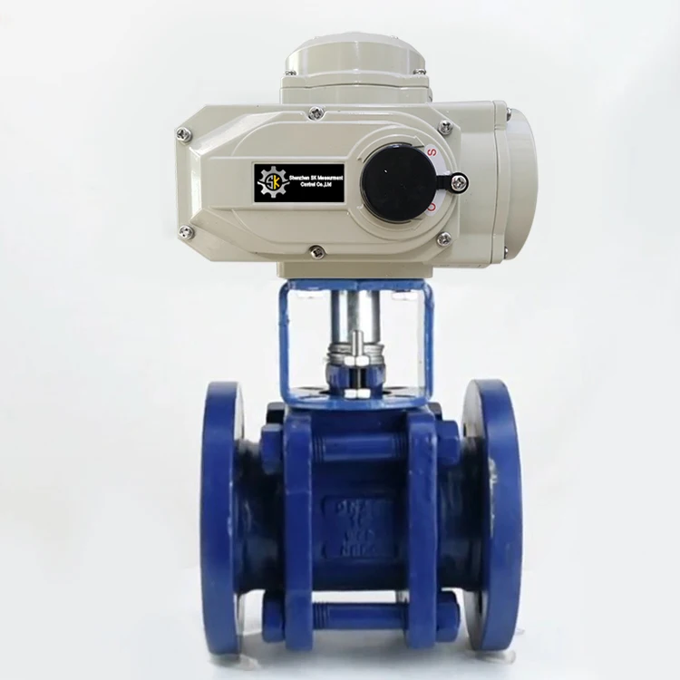 

DN25 1inch 220V Ac Flange Water Flow Control Rotary Electric Motorized Actuator 3 piece casting Steel ceramic Ball Valve