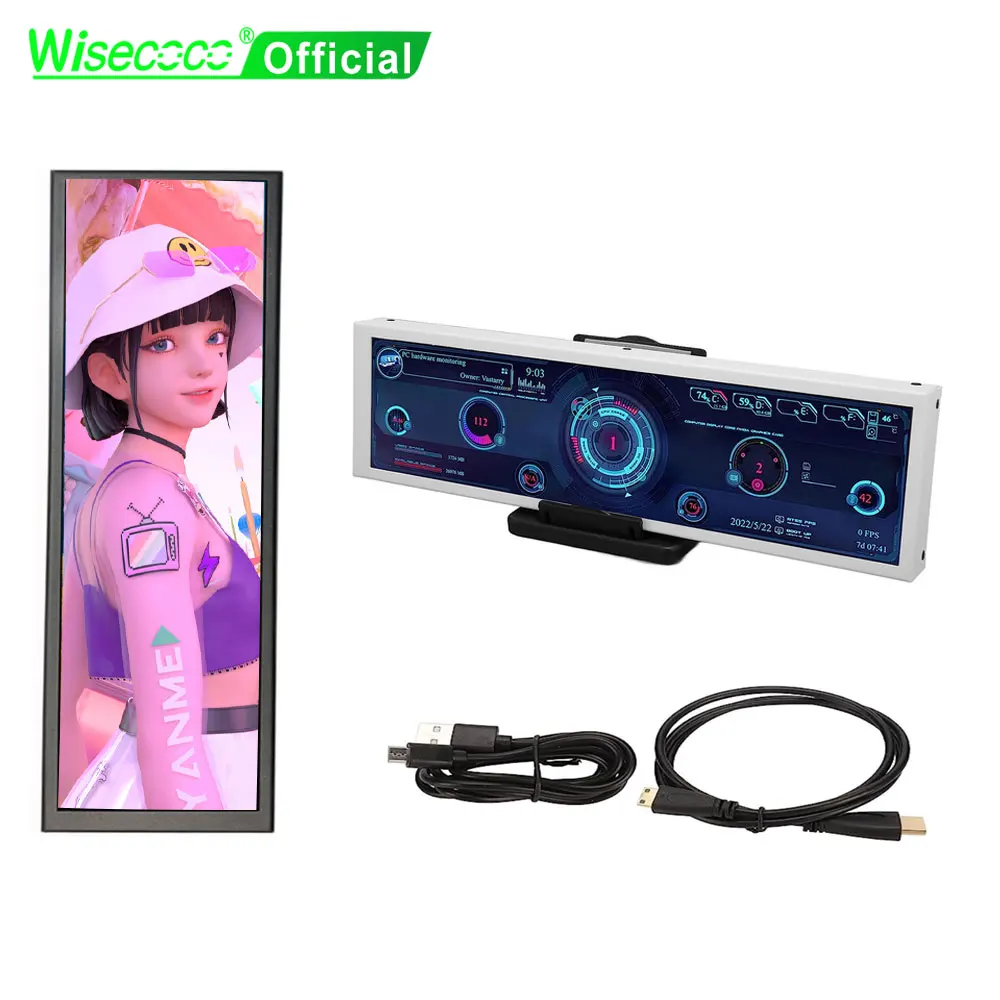 Wisecoco 8.8 Inch 1920x480 Aida64 LCD Display Mini Monitor Touch Stretched Bar PC Second Screen CPU GPU For Raspberry Pi