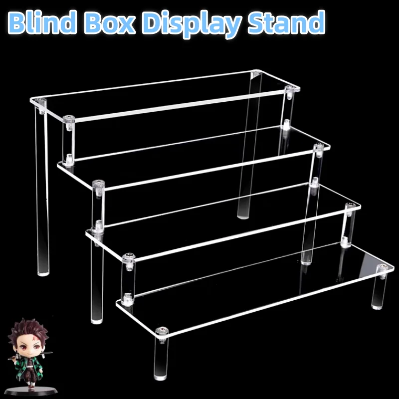 Acrylic Clear Display Risers Stand Perfume Organizer 1-4 Tier Doll Cupcake Rack Pop Figures Transparent Storage Shelf Blind Box