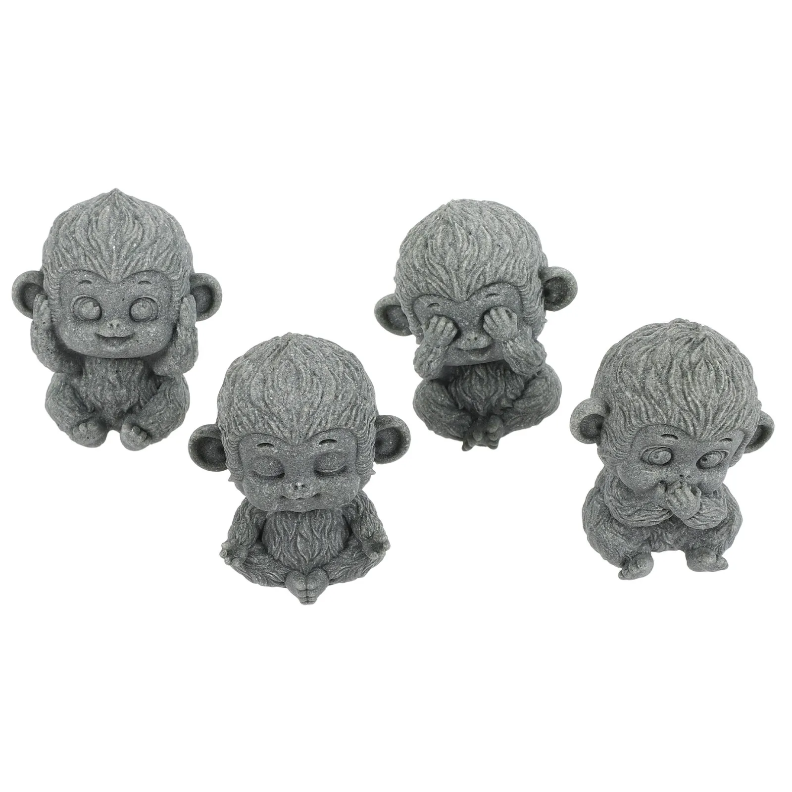 Decor Ornament Home Decoration Halloween 4PCS Mini Monkey Buddha Statue No Evil Speak Figurines Zen Garden