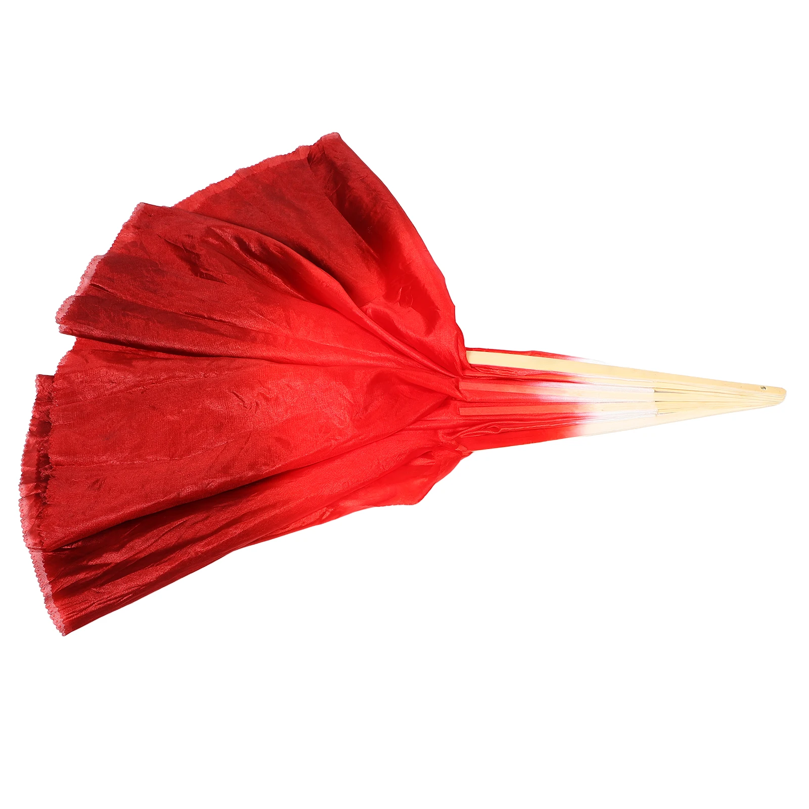 

Double Sided Deep Red Fake Silk Dance Fan Extended Length for Traditional Chinese Dance Fan Veils Performance Props