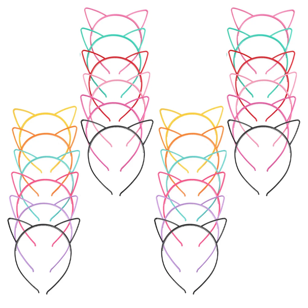 

24 Pcs Cat Ear Headband Ears Hair Bands Adorable Hoop Accessories Plastic Decorative Hairband Child