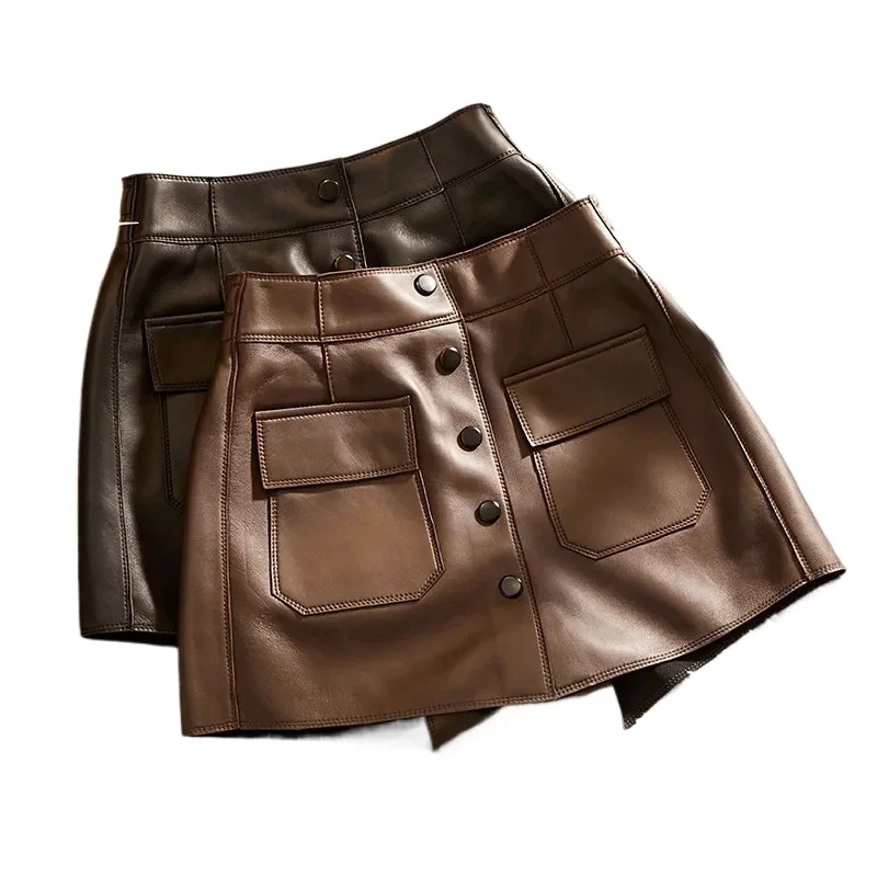 

Tajiyane Genuine Leather Skirts for Women Real Sheepskin Skirts High Waist Skirt Korean Style Womens Clothing Jupe Femme SGG1102