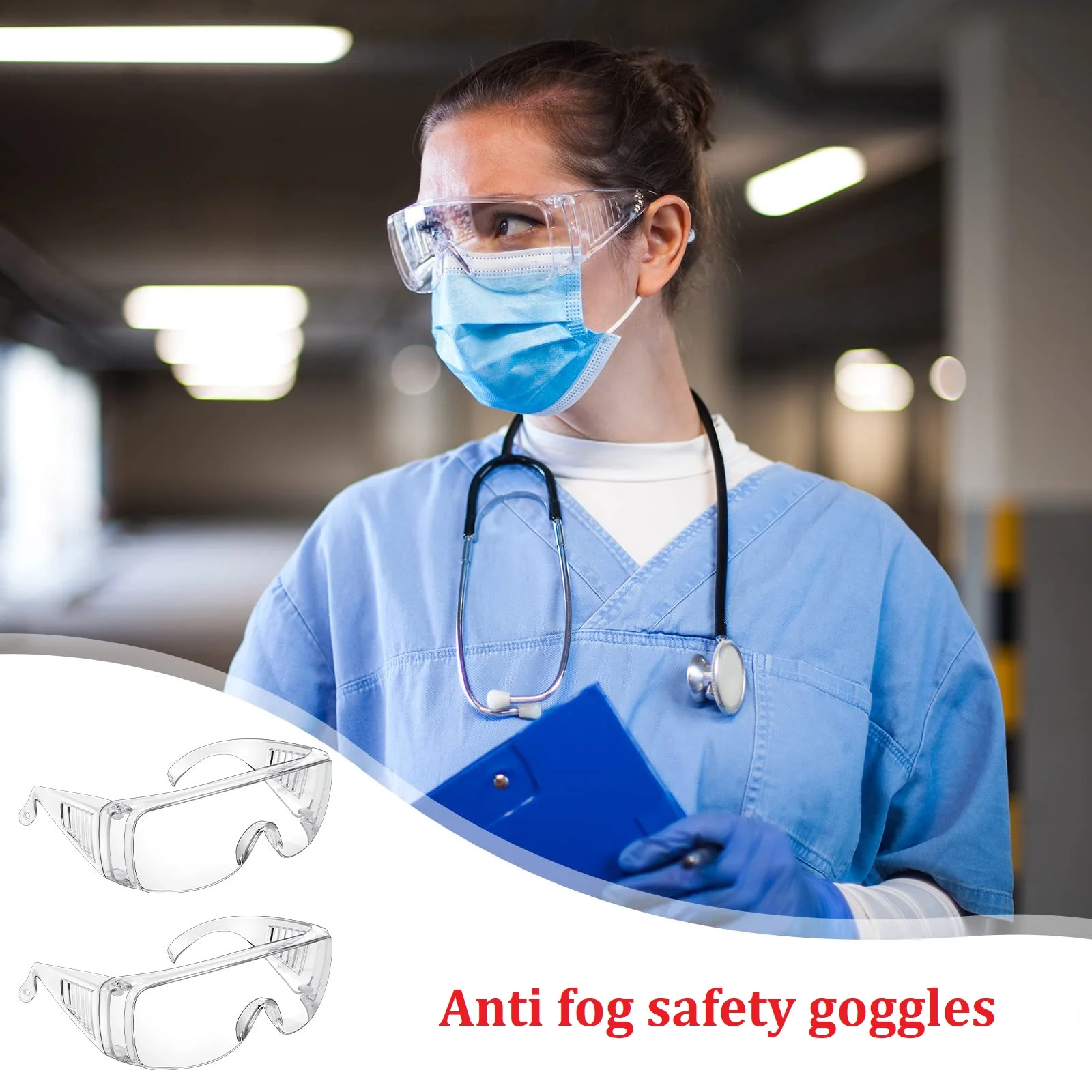 Lunettes de sécurité anti-buée, lunettes de protection des yeux, lunettes d'infirmières industrielles, travail, laboratoire, construction, ANSI Z87 OTG