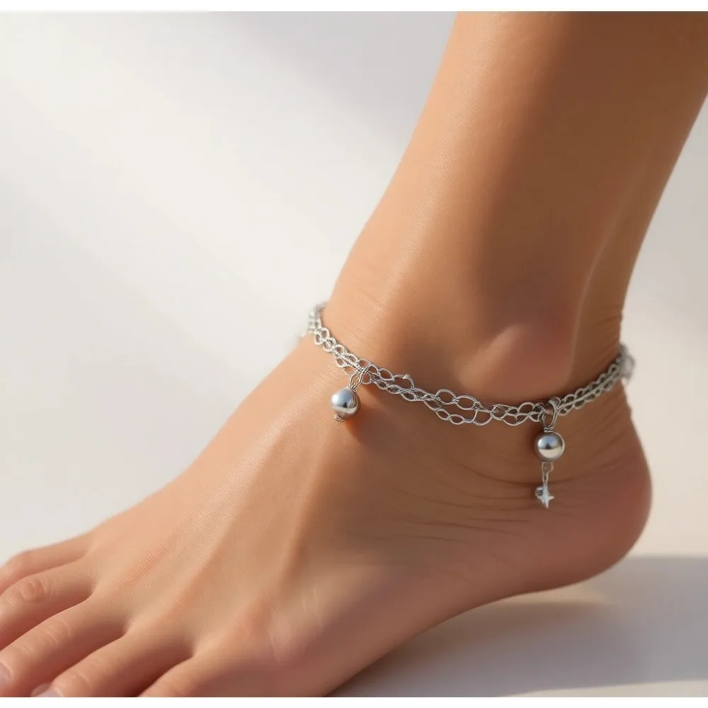 Pulsera y Tobillera de Plata de Ley con Perlas, Piedra Lunar, Larimar, Turquesa, Ópalo y Ónix Negro para Mujer, Joyería de Playa, Regalo