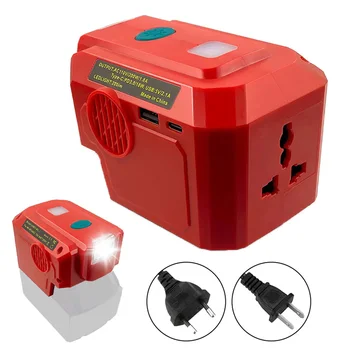 Power Inverter สำหรับ Milwaukee 18V แบตเตอรี่ AC 110V/220V 200W แบบพกพา Sine wave เครื่องกำเนิดไฟฟ้าอินเวอร์เตอร์ LED