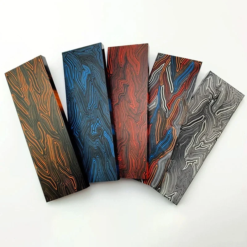 130×43×1MM 130×43×8MM 5 Colors Damascus Pattern G10 Composite Material Board For Knife Tools Handle Scales DIY Making Parts