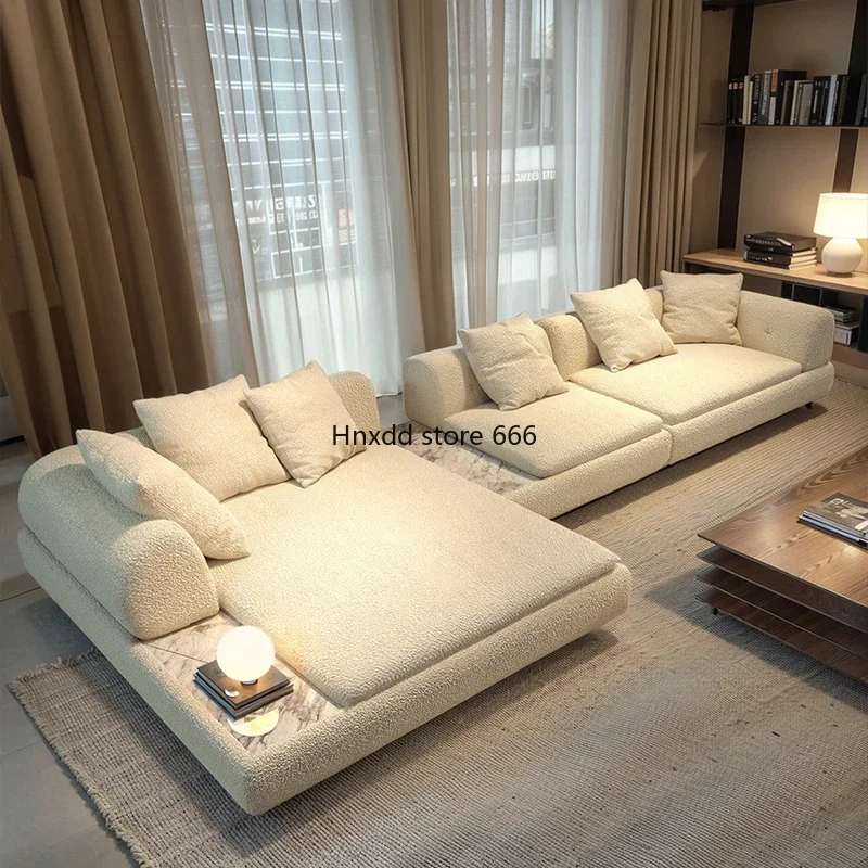 Fabric sofa Modern minimalist corner lamb wool white minimalist sofa